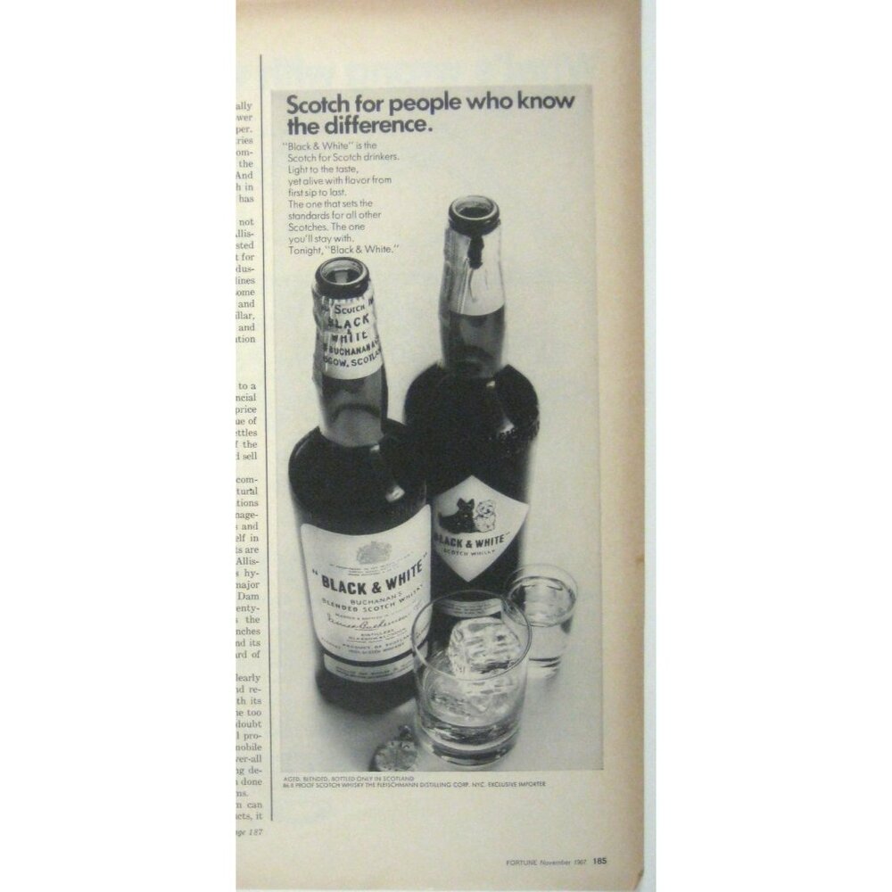 Black and White Blended Scotch Whisky 1967 Advertisement Print